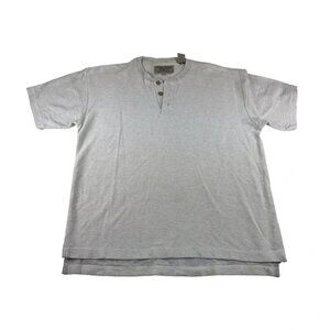 Work Wear Mens Beige Vintage Look Short Sleeve Split Neck T Shirt Size Medium